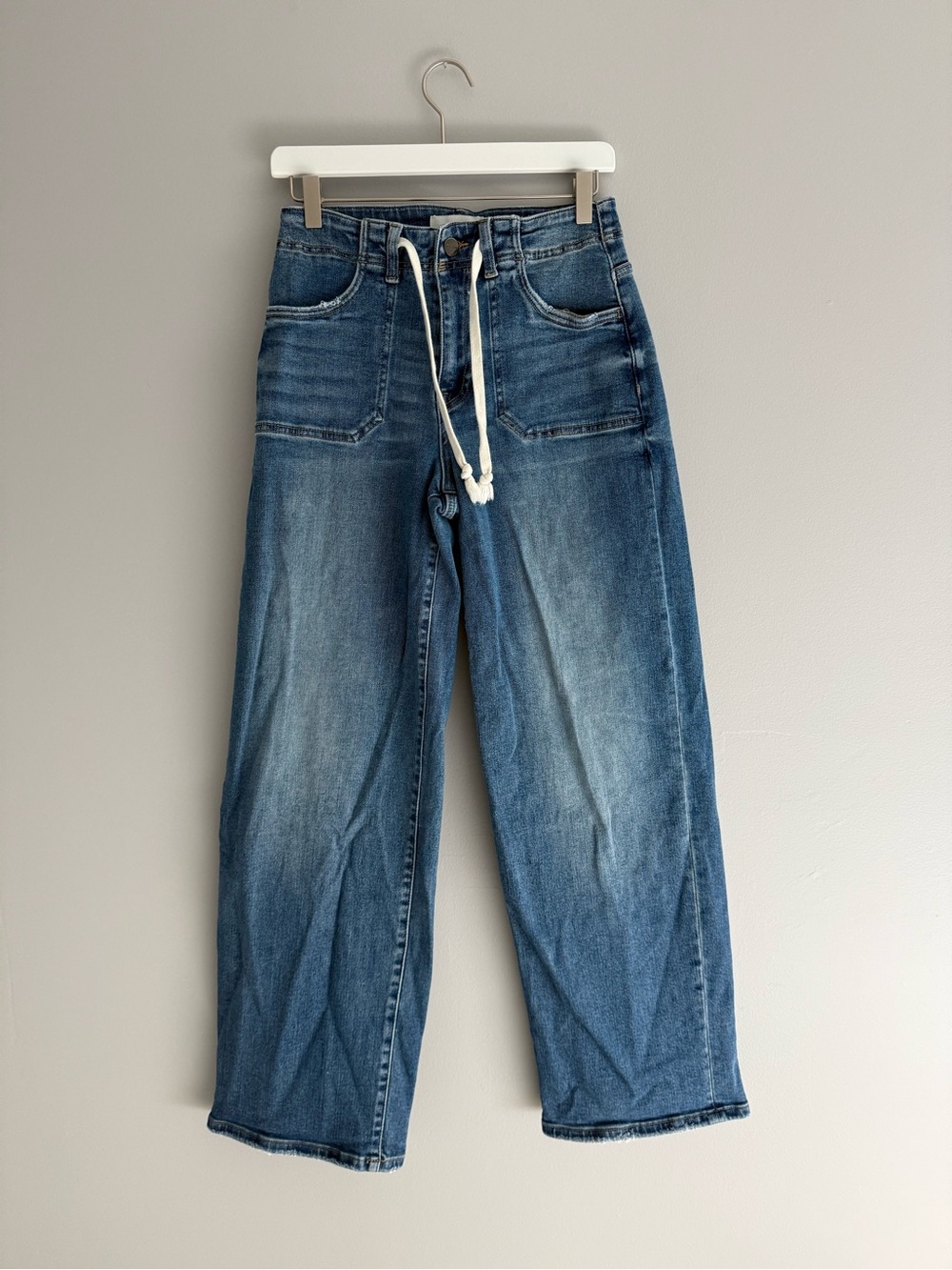 Risen Wide-Leg Jeans with Drawstring